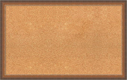 Amanti Art Natural Cork Board for Wall, 20x32 Vision Board with Bronze Frame, Medium Corkboard Office Decor for Home Organization, Modern Corkboard Pinboard to Display Items for Home Organization in