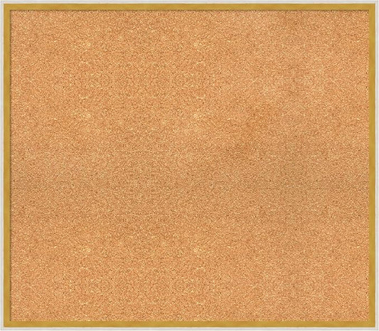 Amanti Art Natural Cork Board for Wall, 27x31 Vision Board with White Frame, Large Corkboard Office Decor for Home Organization, Modern Corkboard Pinboard to Display Items for Home Organization in