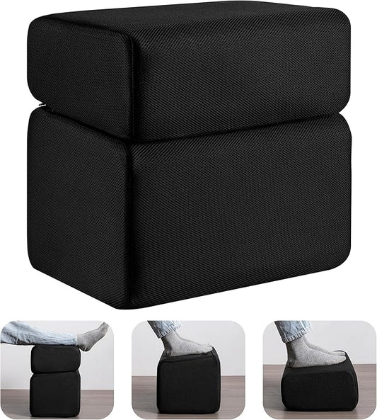 Ganondorf Foot Rest for Under Desk at Work Adjustable Foot Rest Under Desk Ergonomic Foot Stools for Under Office Desk Leg Pillow for Underdesk Footrest with Washable Cover, Mesh Black
