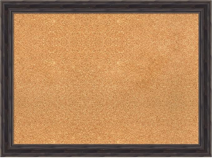 Amanti Art Natural Cork Board for Wall, 23x31 Vision Board with Brown Wood Frame, Medium Corkboard Office Decor for Home Organization, Rustic Farmhouse Corkboard Pinboard to display items for home