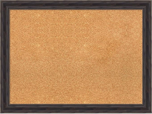 Amanti Art Natural Cork Board for Wall, 23x31 Vision Board with Brown Wood Frame, Medium Corkboard Office Decor for Home Organization, Rustic Farmhouse Corkboard Pinboard to display items for home