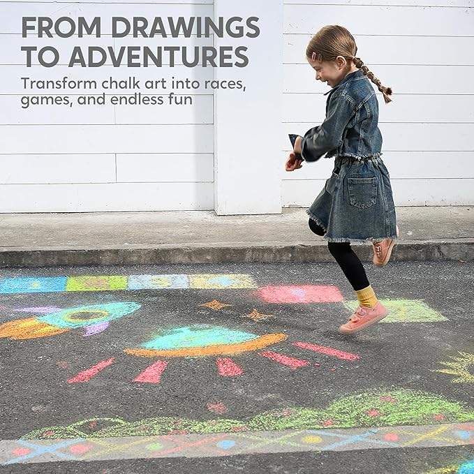 JOYIN 144 PCS Cone Shaped Washable Sidewalk Chalks, 12 Colors, Non-Toxic Jumbo Colored Chalk for Toddlers 1-3, Painting for Outdoor Art, School Supplies, Classroom Must Haves