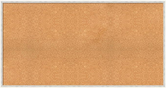 Amanti Art Natural Cork Board for Wall, 27x51 Vision Board with White Frame, Oversize Corkboard Office Decor for Home Organization, Modern Corkboard Pinboard to Display Items for Home Organization in