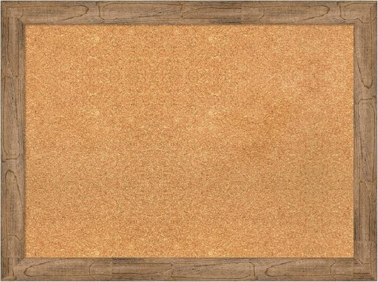 Amanti Art Natural Cork Board for Wall, 24x32 Vision Board with Brown Wood Frame, Medium Corkboard Office Decor for Home Organization, Rustic Farmhouse Corkboard Pinboard to display items for home