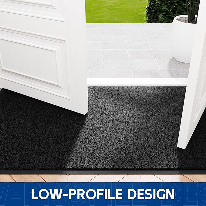 Sturdy Front Door Mat, 48" x 36" Heavy Duty Indoor Outdoor Doormat for Entryway, Fade Resistant, Waterproof Low Profile Entry Mat, Non Slip Welcome Mat for Outside Entrance, Patio, Home