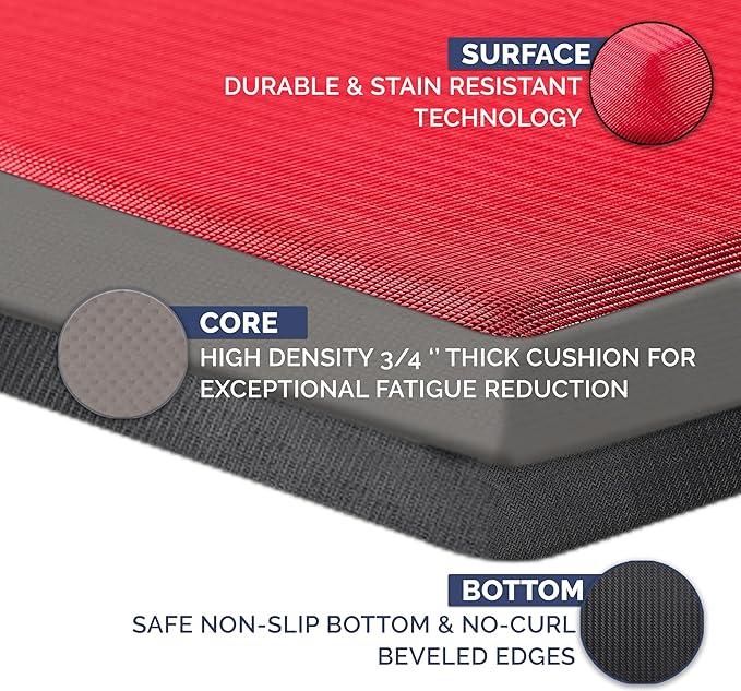 ComfiLife Anti Fatigue Floor Mat – 3/4 Inch Thick Kitchen Mats for Floor, Standing Desk Mat, Kitchen Rug – Comfort at Home, Office – Durable – Stain Resistant – Non-Slip (20" x 32", Scarlet Orange)