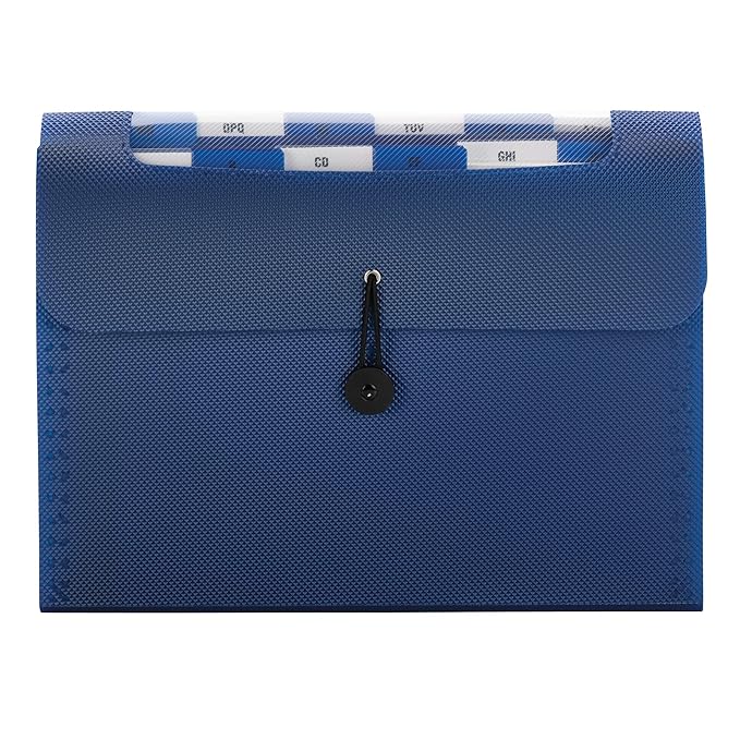 Smead Step Index Poly Organizer, 12 Pockets, Flap and Cord Closure, Letter Size, Navy Blue, 2 per Pack (70907)