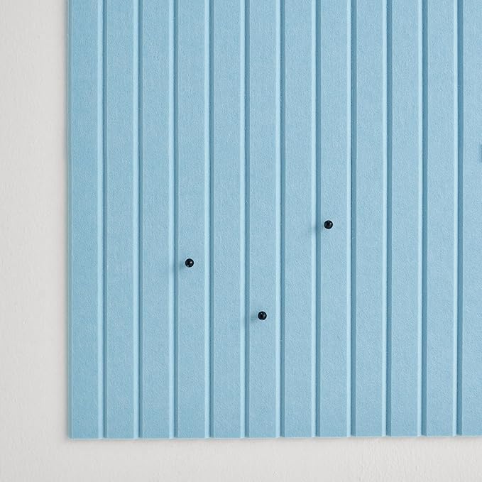 Large Cork Boards for Walls Black Felt Alternative - Slat Wall Paneling, Bulletin Board Tiles for Home Decor, Push Pin Corkboard Organizer for Office, Classroom-12-Pack Panel Kit (Baby Blue)