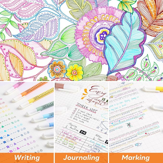 0.38mm Fine Point Pen,16 Pack Colored Fineliner Bible Pens No Bleed Through,Extra Fine Tip Marker Pens for Bullet Journaling,Planner,Coloring,Bible Study Back to School Office Supplies