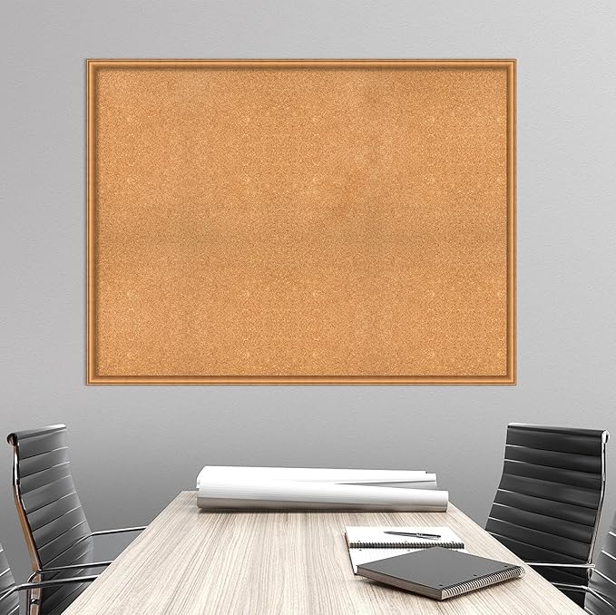Amanti Art Natural Cork Board for Wall, 38x50 Vision Board with Bronze Frame, Oversize Corkboard Office Decor for Home Organization, Casual Corkboard Pinboard to Display Items for Home Organization