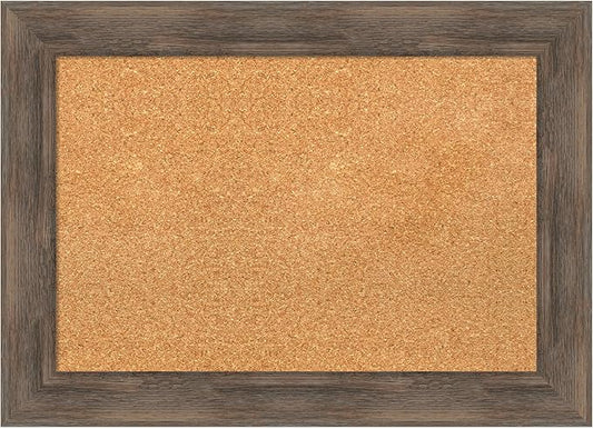 Amanti Art Natural Cork Board for Wall, 21x29 Vision Board with Brown Wood Frame, Medium Corkboard Office Decor for Home Organization, Country Rustic Corkboard Pinboard to Display Items for Home