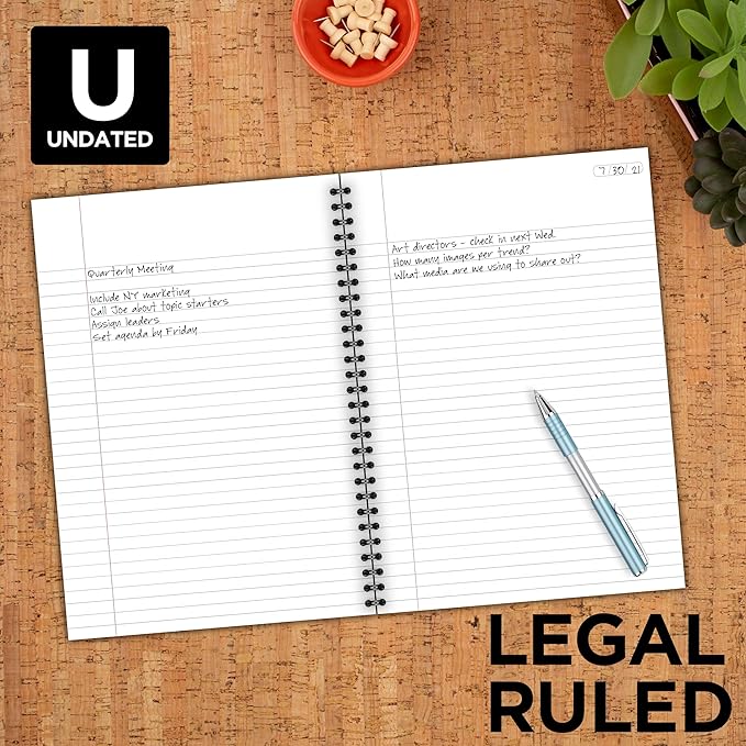 Cambridge Notebook, Business Notebook, 8-1/4" x 11", 80 Sheets, Legal Ruled, Flexible Cover, Wirebound, Gray (06062) (Pack of 12)