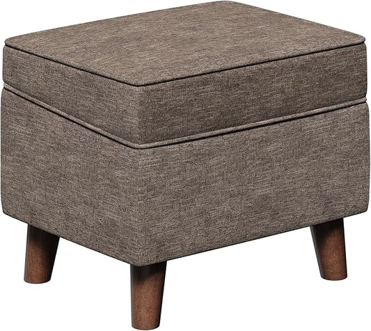 Storage Ottoman with Adjustable Cover, Soft Step Stool, Footrest and Seat, Ottoman Foot Rest for Living Room, Bedroom, Dorm, Brown