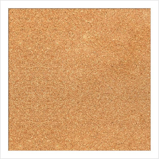 Amanti Art Natural Cork Board for Wall, 15x15 Vision Board with White Frame, Small Corkboard Office Decor for Home Organization, Modern Corkboard Pinboard to Display Items for Home Organization in