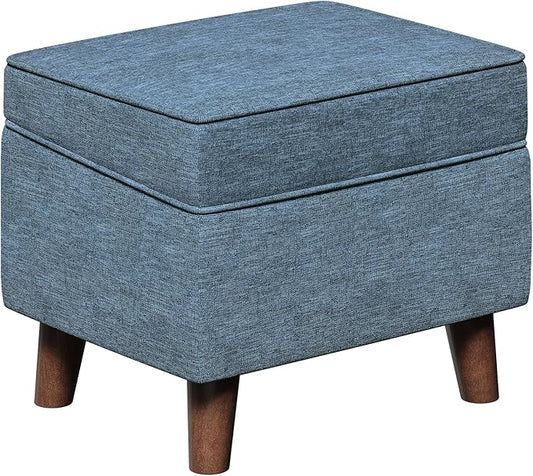 Foot Rest with Adjustable Cover, Storage Ottoman Dorm, Footstool and Sitting Stool, Ottoman Foot Stools for Living Room, Bedroom, Dorm, Blue