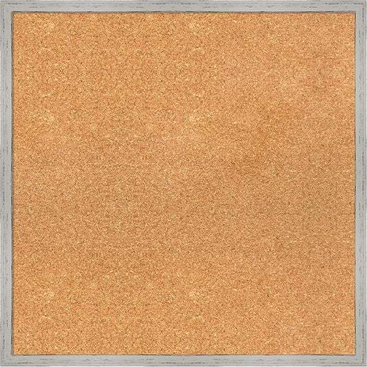 Amanti Art Natural Cork Board for Wall, 23x23 Vision Board with White Frame, Medium Corkboard Office Decor for Home Organization, Cottage Corkboard Pinboard to Display Items for Home Organization in