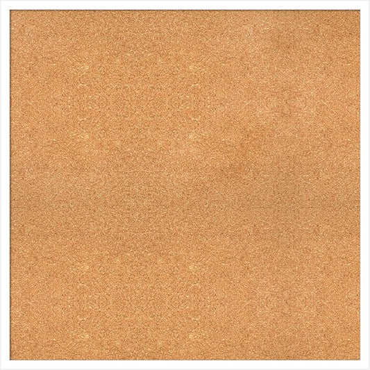 Amanti Art Natural Cork Board for Wall, 31x31 Vision Board with White Frame, Large Corkboard Office Decor for Home Organization, Modern Corkboard Pinboard to Display Items for Home Organization in