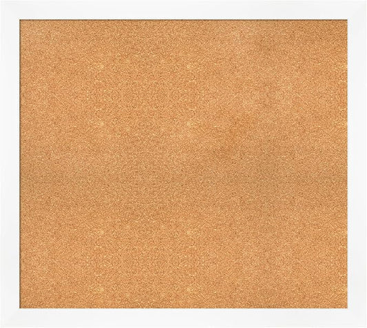 Amanti Art Natural Cork Board for Wall, 33x37 Vision Board with White Frame, Large Corkboard Office Decor for Home Organization, Modern Corkboard Pinboard to Display Items for Home Organization in