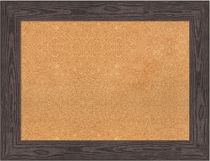 Amanti Art Natural Cork Board for Wall, 26x34 Vision Board with Black Wood Frame, Medium Corkboard Office Decor for Home Organization, Rustic Farmhouse Corkboard Pinboard to display items for home