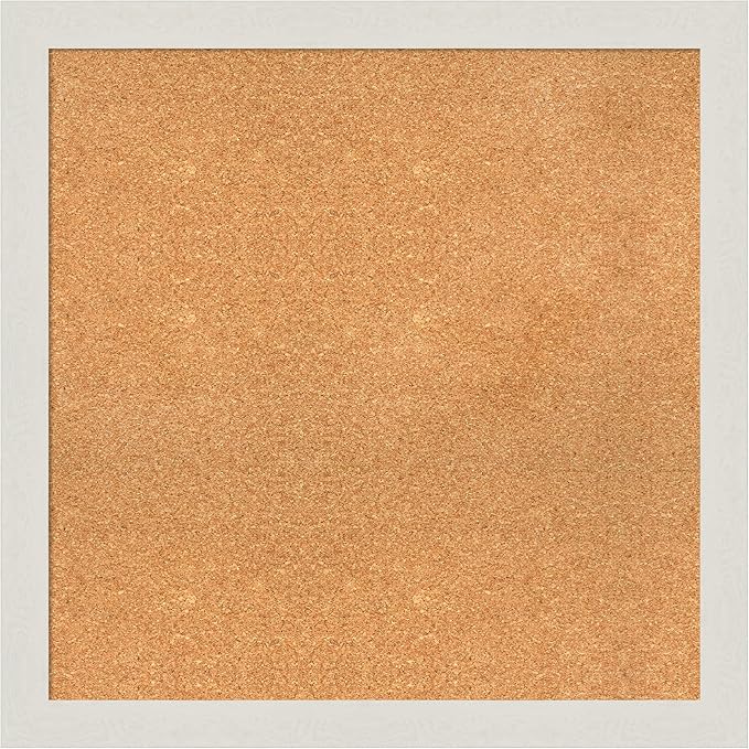 Amanti Art Natural Cork Board for Wall, 31x31 Vision Board with White Frame, Large Corkboard Office Decor for Home Organization, Country Rustic Corkboard Pinboard to Display Items for Home
