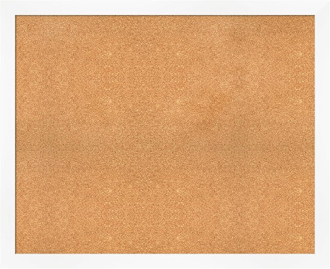 Amanti Art Natural Cork Board for Wall, 35x43 Vision Board with White Frame, X-Large Corkboard Office Decor for Home Organization, Modern Corkboard Pinboard to Display Items for Home Organization in