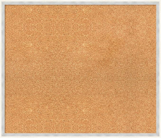 Amanti Art Natural Cork Board for Wall, 23x27 Vision Board with White Frame, Medium Corkboard Office Decor for Home Organization, Modern Corkboard Pinboard to Display Items for Home Organization in