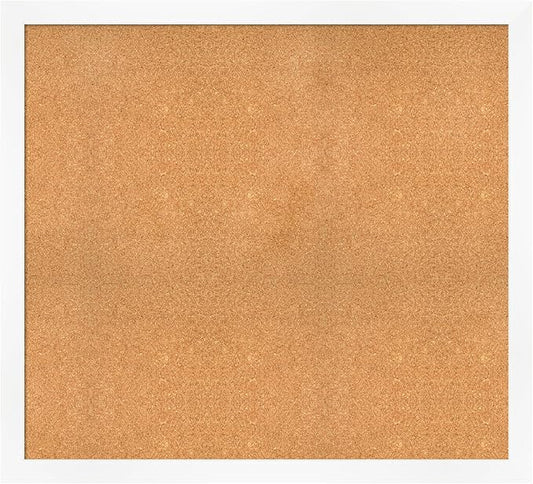 Amanti Art Natural Cork Board for Wall, 39x43 Vision Board with White Frame, Oversize Corkboard Office Decor for Home Organization, Modern Corkboard Pinboard to Display Items for Home Organization in