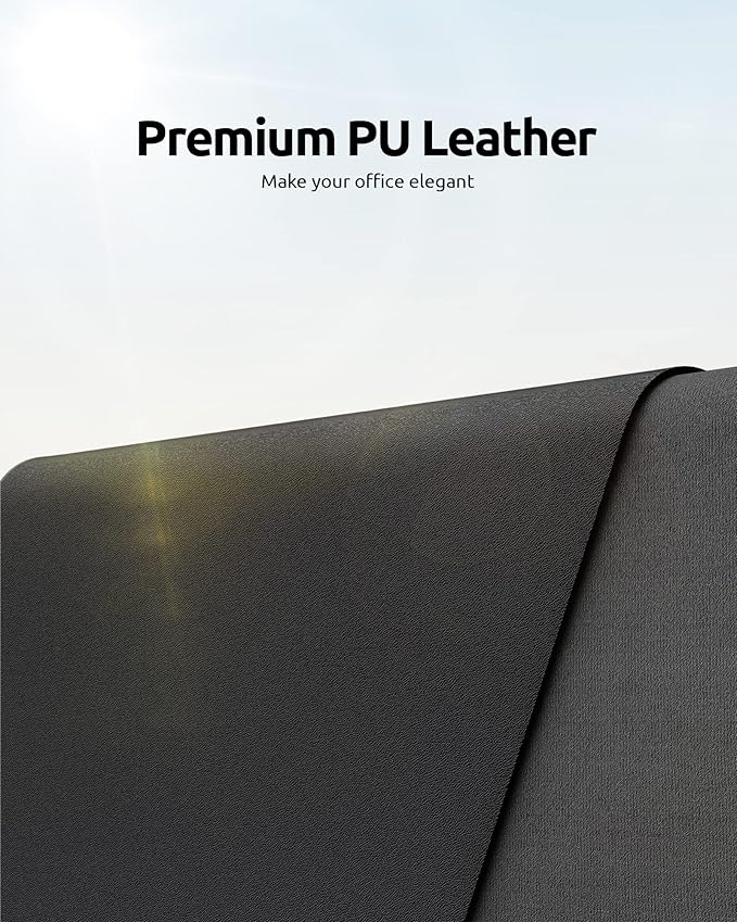 YSAGi Leather Desk Pad Protector, Office Desk Mat, Large Mouse Pad, Non-Slip PU Leather Desk Blotter, Laptop Desk Pad, Waterproof Desk Writing Pad for Office and Home (Black, 23.6" x 13.8")