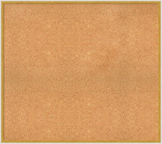 Amanti Art Natural Cork Board for Wall, 33x37 Vision Board with White Frame, X-Large Corkboard Office Decor for Home Organization, Modern Corkboard Pinboard to Display Items for Home Organization in