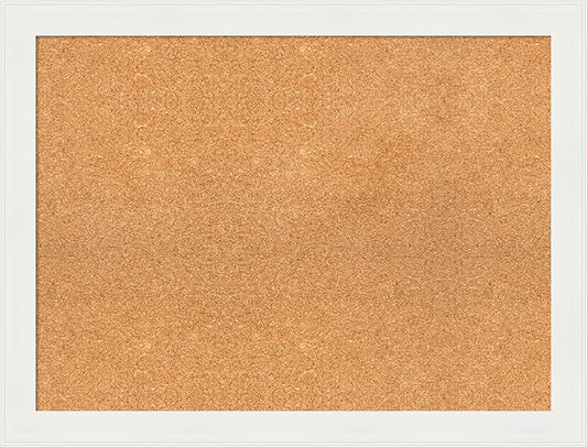 Amanti Art Natural Cork Board for Wall, 25x33 Vision Board with White Frame, Large Corkboard Office Decor for Home Organization, Casual Corkboard Pinboard to Display Items for Home Organization in