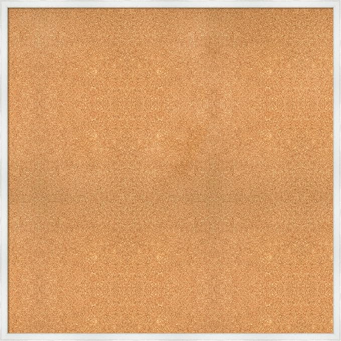 Amanti Art Natural Cork Board for Wall, 37x37 Vision Board with White Frame, Oversize Corkboard Office Decor for Home Organization, Country Rustic Corkboard Pinboard to Display Items for Home