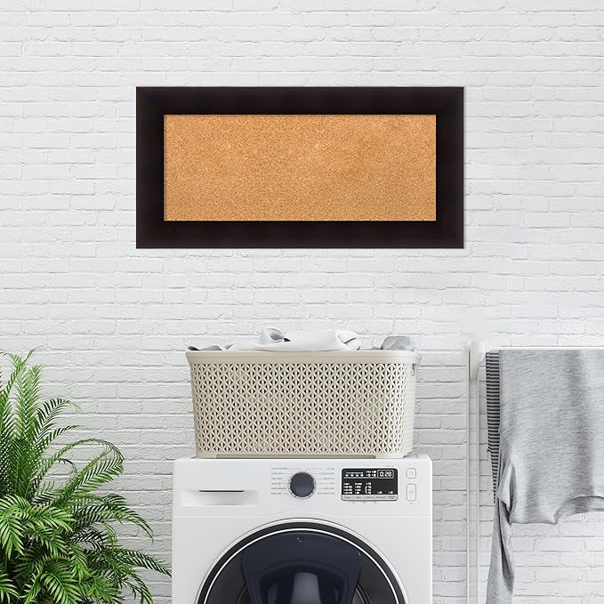 Amanti Art Natural Cork Board for Wall, 18x36 Vision Board with Brown Wood Frame, Medium Corkboard Office Decor for Home Organization, Country Rustic Corkboard Pinboard to Display Items for Home