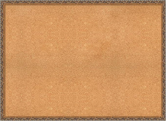 Amanti Art Natural Cork Board for Wall, 32x44 Vision Board with Bronze Frame, Oversize Corkboard Office Decor for Home Organization, Traditional Corkboard Pinboard to Display Items for Home