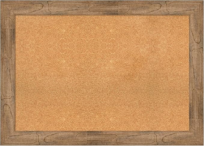 Amanti Art Natural Cork Board for Wall, 30x42 Vision Board with Brown Wood Frame, Large Corkboard Office Decor for Home Organization, Rustic Farmhouse Corkboard Pinboard to display items for home
