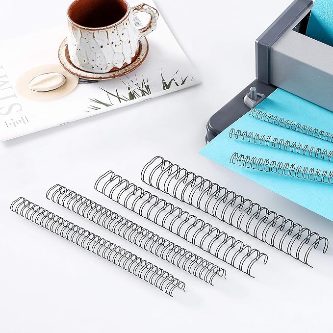 BNC Double Loop Wire Binding Rings Letter Size 3:1 Loops 32 Holes Black Color Pack of 100 (9/16 Inches)