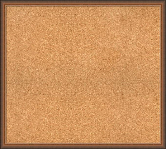 Amanti Art Natural Cork Board for Wall, 34x38 Vision Board with Bronze Frame, X-Large Corkboard Office Decor for Home Organization, Modern Corkboard Pinboard to Display Items for Home Organization in