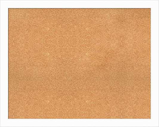 Amanti Art Natural Cork Board for Wall, 31x39 Vision Board with White Frame, Large Corkboard Office Decor for Home Organization, Casual Corkboard Pinboard to Display Items for Home Organization in