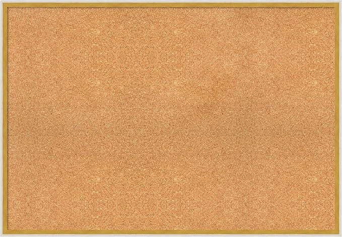 Amanti Art Natural Cork Board for Wall, 27x39 Vision Board with White Frame, Large Corkboard Office Decor for Home Organization, Modern Corkboard Pinboard to Display Items for Home Organization in