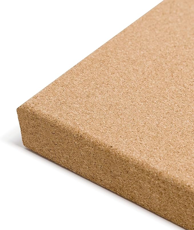 U Brands Frameless Square Cork Bulletin Board, Office Supplies, 14” x 14”, Natural, with Push Pins, 1 Count