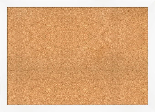 Amanti Art Natural Cork Board for Wall, 31x43 Vision Board with White Frame, X-Large Corkboard Office Decor for Home Organization, Modern Corkboard Pinboard to Display Items for Home Organization in