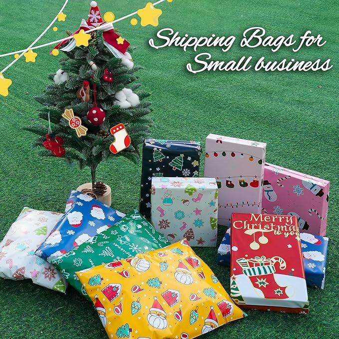 Christmas Poly Mailer 6x9 Inch 100 Pcs, Waterproof Shipping Bags for Clothing, Tear-Resistant Mailier, Strong Mailing With Self-Seal - Snowmen Printed