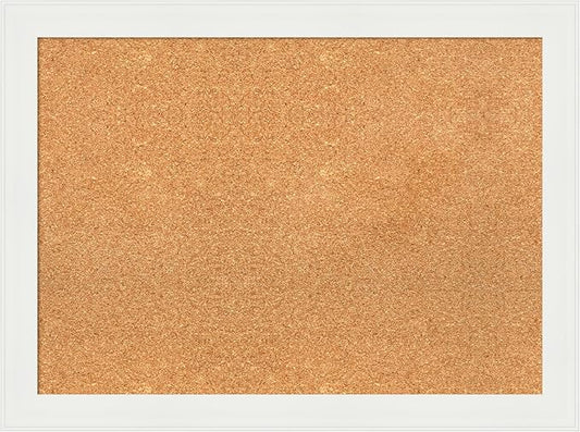 Amanti Art Natural Cork Board for Wall, 23x31 Vision Board with White Frame, Medium Corkboard Office Decor for Home Organization, Casual Corkboard Pinboard to Display Items for Home Organization in