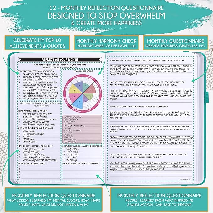 Law of Attraction Planner – Undated Hourly, Weekly & Monthly Goal Setting Planner, 12-Month to Increase Productivity | Life & Gratitude Journal, Include Foldable Vision Board, Gift Box & Stickers