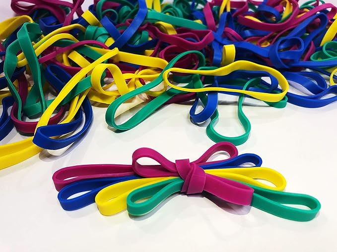 Rubber Bands, Size 64 (3 1/2" x 1/4"), Colorful Elastic Stretchable Non Latex Rubber Bands Rubber Band Bulk, Elastic Band Loops for File Folders Bank Paper Bills Money, General Purpose, 1/4 Pound Bag