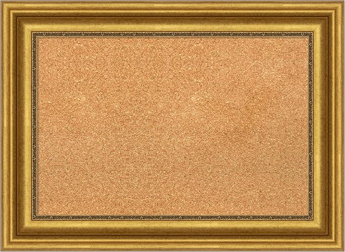 Amanti Art Natural Cork Board for Wall, 22x30 Vision Board with Gold Frame, Medium Corkboard Office Decor for Home Organization, Traditional Corkboard Pinboard to display items for home organization