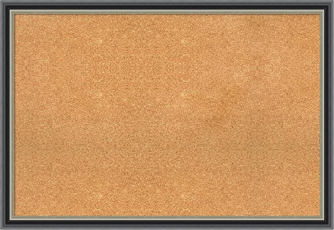 Amanti Art Natural Cork Board for Wall, 27x39 Vision Board with Black Wood Frame, Large Corkboard Office Decor for Home Organization, Modern Contemporary Corkboard Pinboard to display items for home