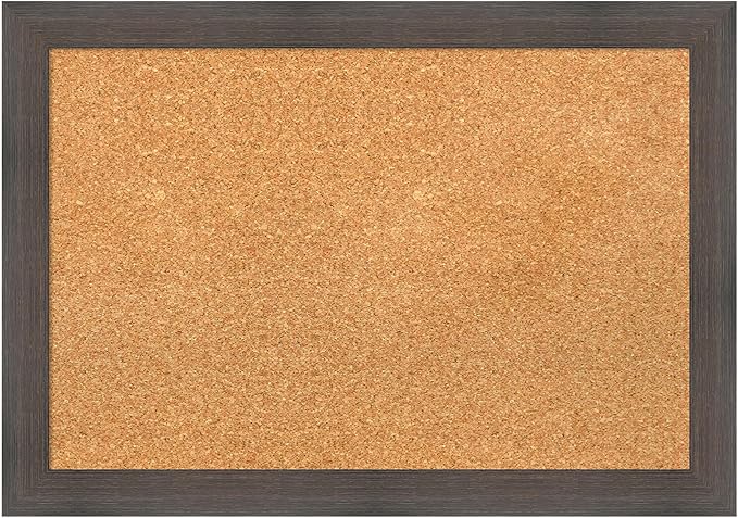 Amanti Art Natural Cork Board for Wall, 19x27 Vision Board with Brown Wood Frame, Medium Corkboard Office Decor for Home Organization, Rustic Farmhouse Corkboard Pinboard to display items for home