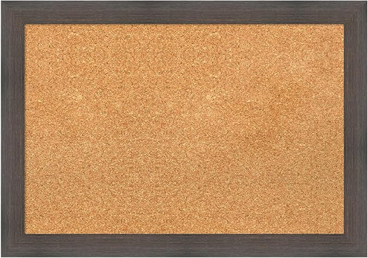 Amanti Art Natural Cork Board for Wall, 19x27 Vision Board with Brown Wood Frame, Medium Corkboard Office Decor for Home Organization, Rustic Farmhouse Corkboard Pinboard to display items for home