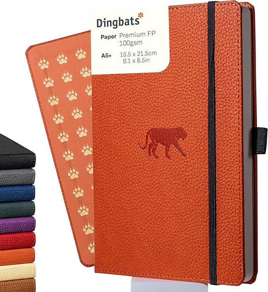 Dingbats* Wildlife Lined Writing Journal Notebook A5 - Vegan Leather Hardcover - Ideal for Work, Travel - Pocket, Elastic Closure, & Bookmark