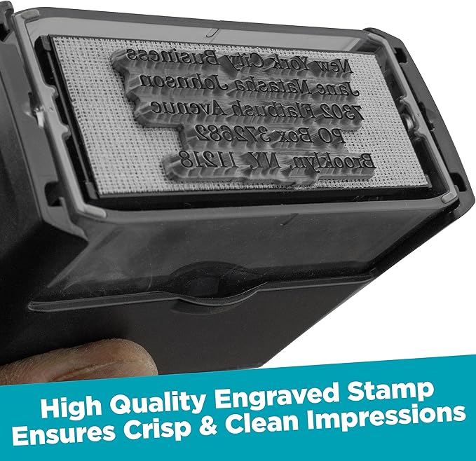MaxMark Customized Self Inking Stamp - Up to 8 Lines of Text - XX-Large Size - Choose from 15 Ink Colors